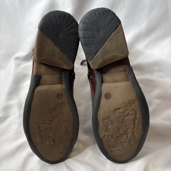 A.S.98 Airstep Women 7.5-8 / 38 Burgundy Red Leather Biker Ankle Boho Boots - Picture 7 of 16